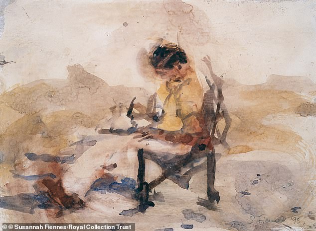 Susannah Fiennes painted the Prince of Wales sitting with his watercolours