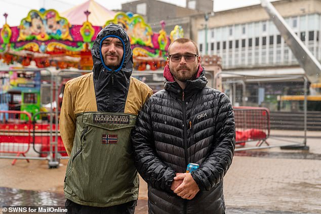 For young people like bricklayers Jay Ware, 22, (right) and Brendan Cox, 24, (left) the derelict streets of Plymouth have left them with little night life to enjoy with their friends
