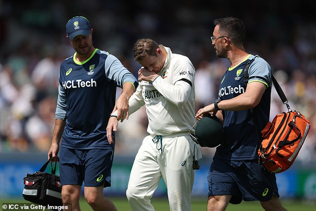 Smith was assessed by medical staff in the change rooms before being taken to hospital