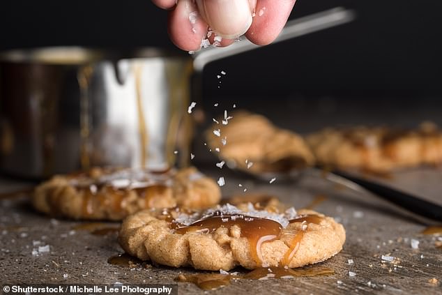 Typically a garnish on cookies, bread and butter, soft pretzels, and caramel treats, coarse sea salt contains more sodium than its less expensive grocery store alternative