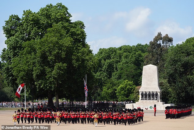 Members of the Coldstream Guards during the Trooping the Colour ceremony at Horse Guards Parade, central London, on June 14