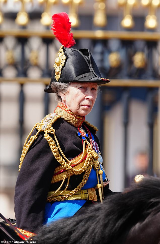 Princess Anne rode on horseback in public for the first time since sustaining a head injury thought to be caused by a horse