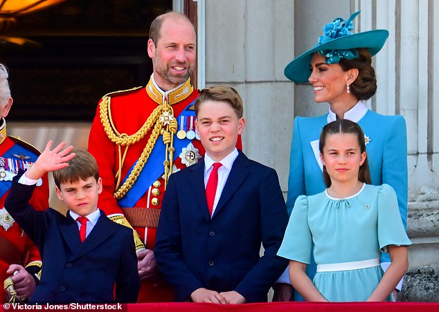 Prince Louis steals the show as the youngster, seven, waves to crowds from the Buckingham Palace balcony
