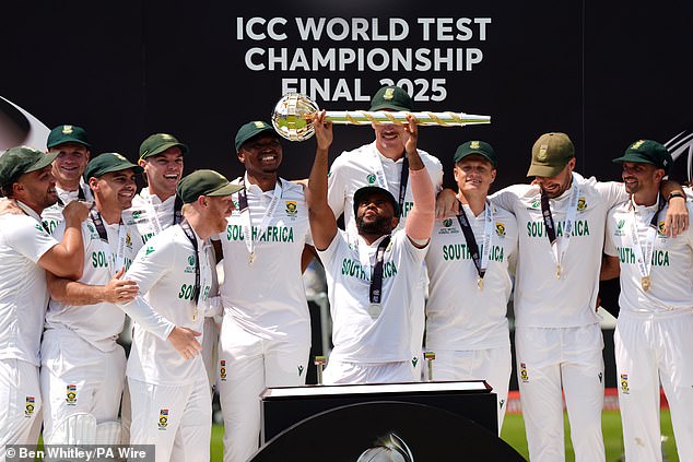 South Africa lifted a unique trophy at Lord's after chasing down 282 with five wickets to spare