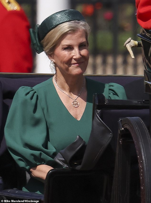To complete the polished look, Sophie donned a green clutch by Sophie Hapsburg and a pair of patent leather pumps from LK Bennet