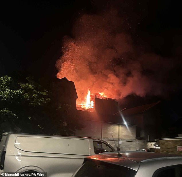 Police officers spotted the fire tearing through the property on the corner of Scott Street and South Street, Perth , while they were patrolling the area at around 1.50am yesterday