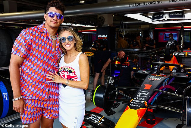 Patrick Mahomes - pictured with his wife Brittany - is also an investor in the Alpine F1 team