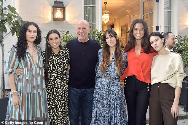In addition to Mabel and Evelyn, Willis shares three daughters ¿ Rumer, 36, Scout, 33, and Tallulah, 31 ¿ with his ex-wife Demi Moore; seen in 2019