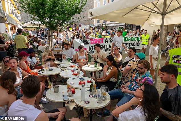 Protests on June 15 also took place on the Spanish island of Ibiza in front of tourists eating their meals