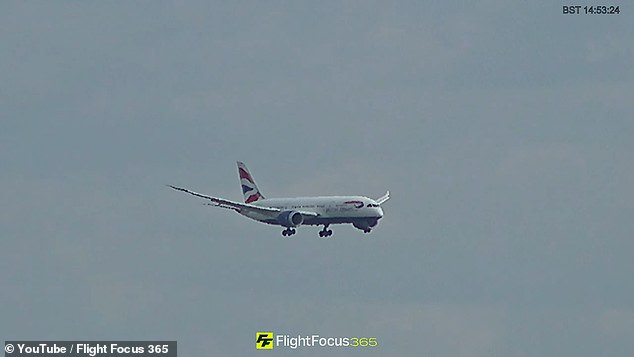 A British Airways flight, pictured here coming in to land at Heathrow, from London to India had to turn around mid-air when it suffered a 'flap failure'