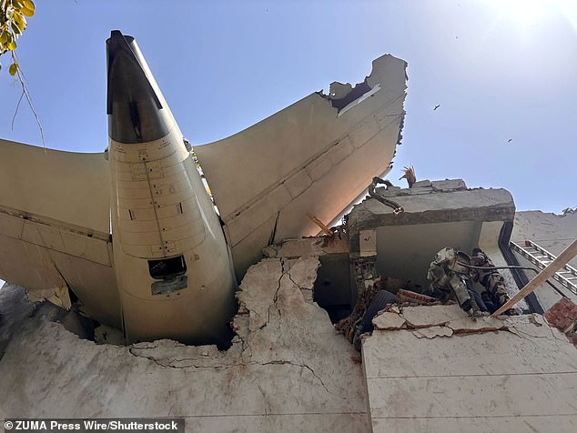 The aftermath of the Air India crash on Thursday, when a plane bound for London hit doctors' accommodation in Ahmedabad