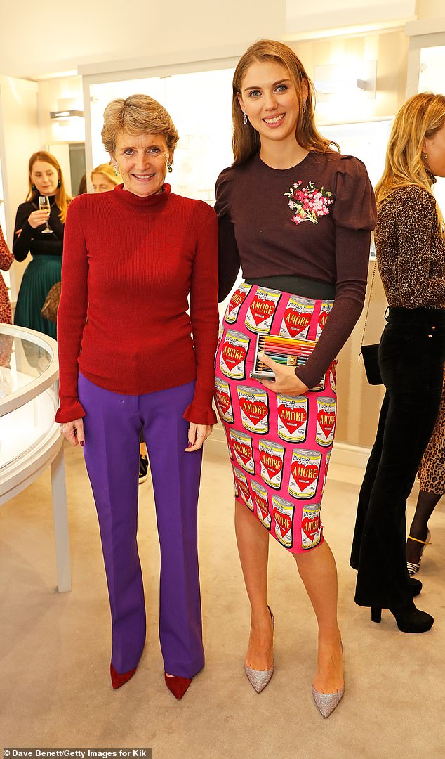 The jeweller, Kiki with one of her famous clients, artist Sabrina Percy at the Sloane Square store