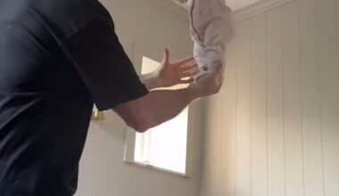 Montana Brown, 29, risked fan backlash as she shared a video on Instagram of her fiancé Mark O'Connor balancing their baby son Miley, five months, on his hands on Sunday