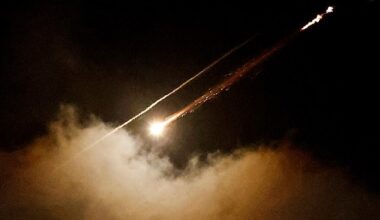 A missile launched from Iran towards Israel is seen from Ramallah, Israeli-occupied West Bank, June 16, 2025