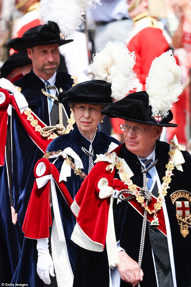 From left to right: The Prince of Wales, the Princess Royal, and Prince Richard, the Duke of Gloucester