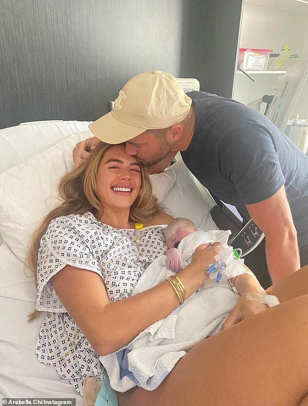Recalling Gigi's birth, Arabella admitted she started 'uncontrollably crying' as the little one was placed onto her chest for the first time
