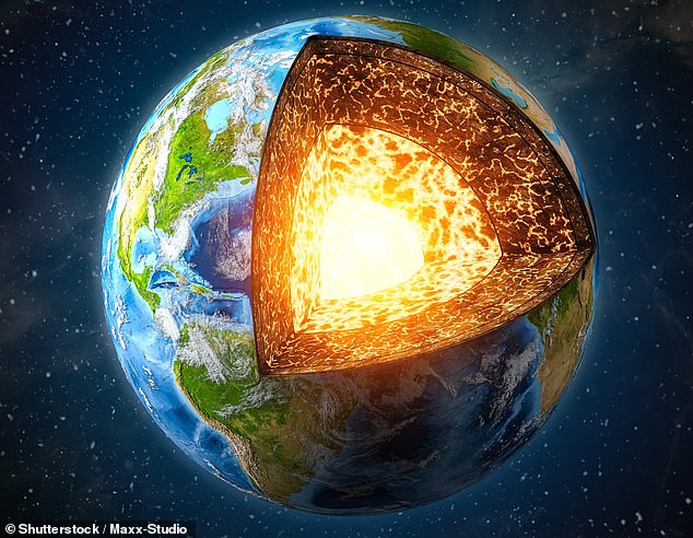 Scientists have been baffled to discover solid rock flowing 1,700 miles (2,700km) beneath the Earth's surface (artist's impression)