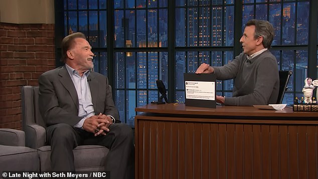 The 51-year-old talk show host (R) replied: 'Weenie still works'