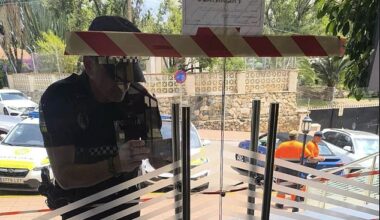 British holidaymakers staying at a four-star hotel in Spain have been prevented from leaving via the front door - after local police said it was not conforming with tourism regulations