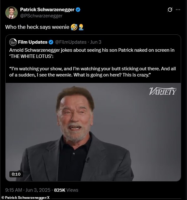 The 31-year-old nepo baby was so mortified about the way his 77-year-old famous father referred to his genitalia during their Variety's Actors on Actors interview that he tweeted on June 3: 'Who the heck says weenie?'
