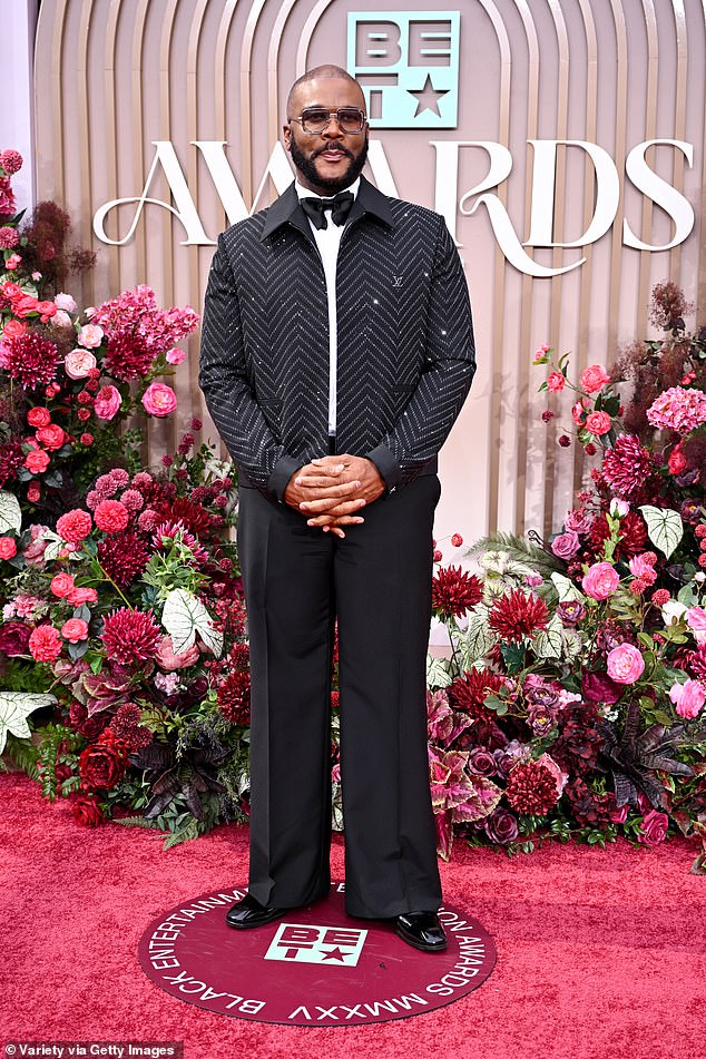 Entertainment mogul Tyler Perry, 55, has been named in a $260 million lawsuit claiming he sexually harassed an actor. Pictured June 9 in LA at the BET Awards