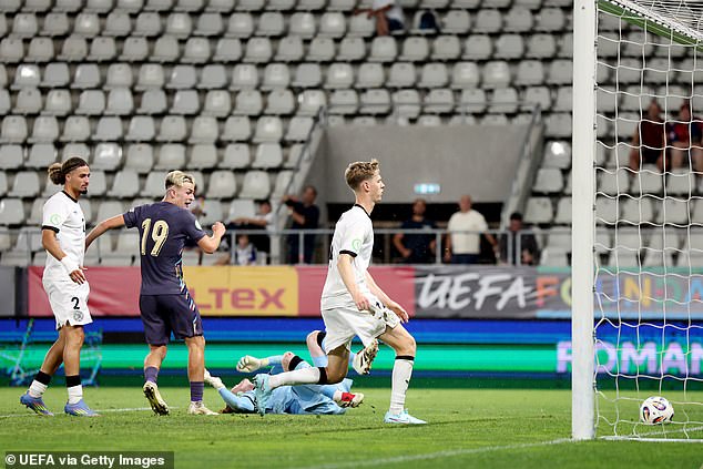 Jesse Derry scored England's fifth goal with this close-range finish to earn a remarkable draw