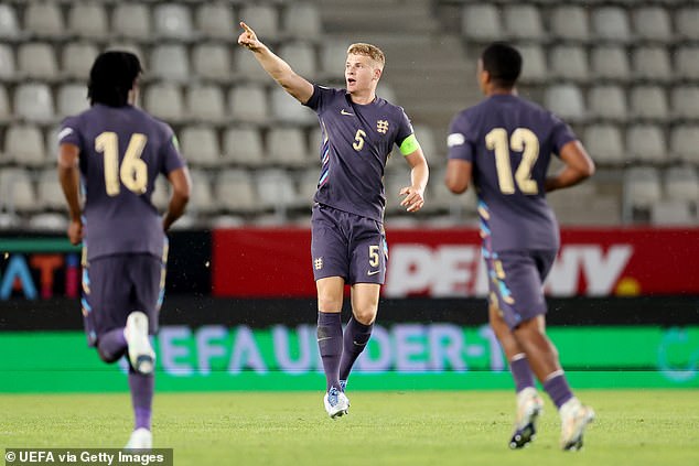 England defender Zach Abbott scored their fourth goal of a wild evening in Bucharest