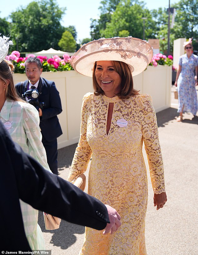 Carole Middleton on day two of Royal Ascot at Ascot Racecourse in Berkshire this afternoon