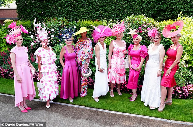 Racegoers on day two of Royal Ascot at Ascot Racecourse in Berkshire today