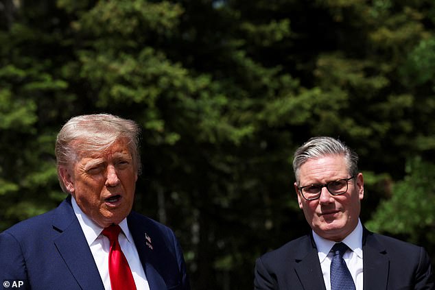 Keir Starmer and Donald Trump speak to the media at the G7 summit in Kananaskis, Alberta