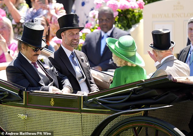 Prince Saud bin Khalid Abdullah, Prince William, Queen Camilla and the King at Ascot today
