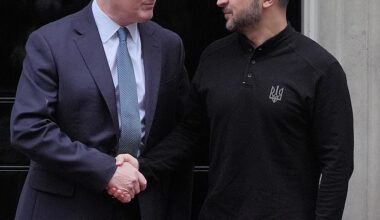 Ukrainian president Volodymyr Zelensky is greeted by Prime Minister Sir Keir Starmer