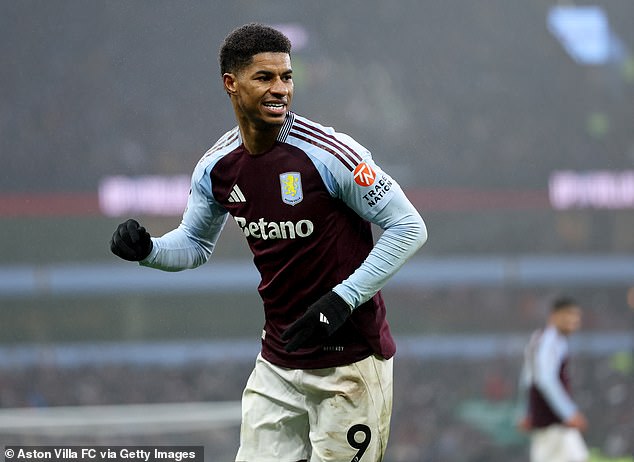 Rashford spent the second half of the season on loan at Villa, where he scored four goals