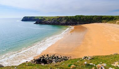 The sand and clear water of Barafundle Bay Beach in Wales mean it's often compared to Caribbean shores