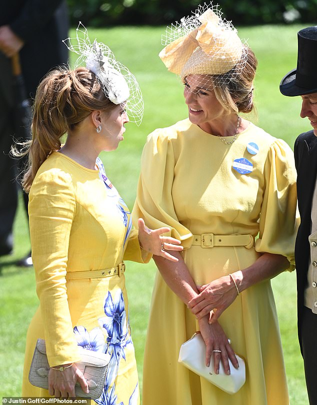 Matching! Both Princess Beatrice and Harriet opted for shades of yellow, putting on a bright display for Ladies' Day