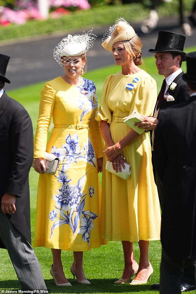 Matching! Both Princess Beatrice and Harriet opted for shades of yellow, putting on a bright display for Ladies' Day