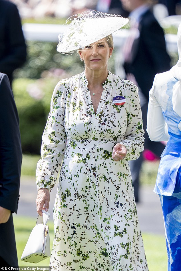 Sophie, Duchess of Edinburgh, dressed in Suzannah London today and added a Radley bag