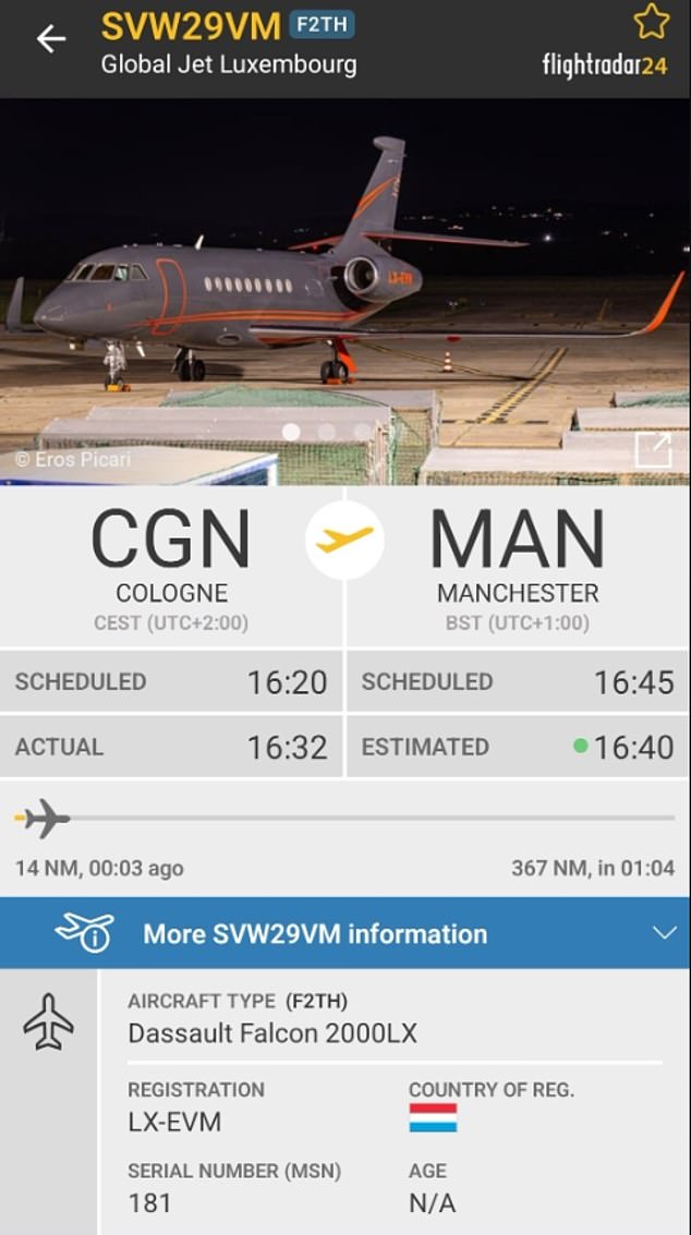 Fans tracked the player's flight as he left Germany and prepared for his move to Liverpool