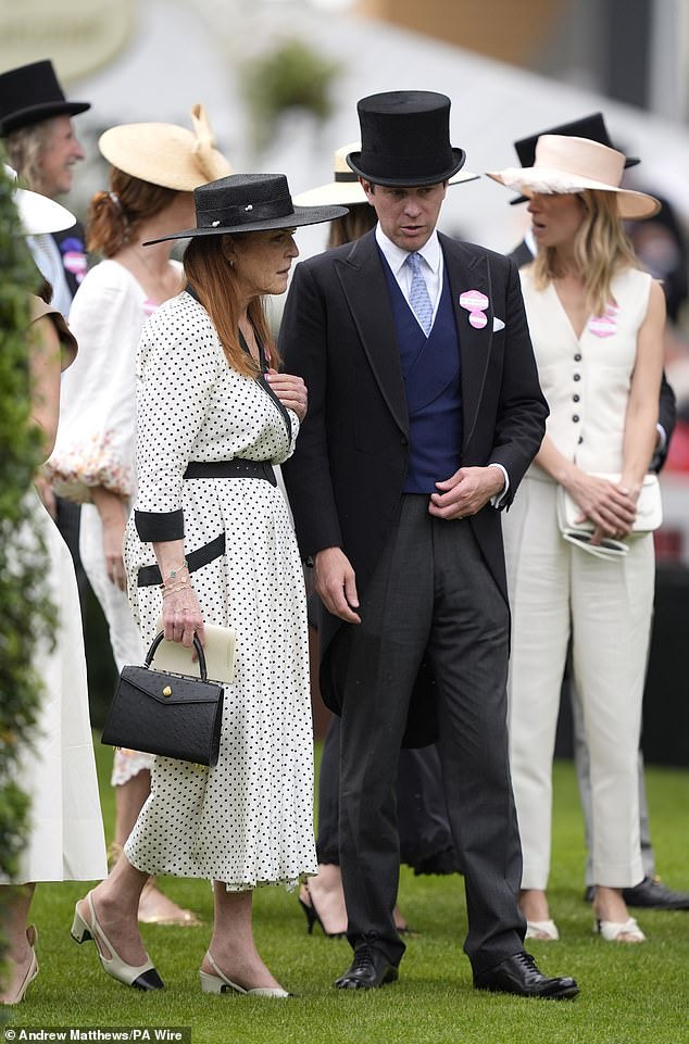 Sarah, Duchess of York with Jack Brooksbank arriving on day four of Royal Ascot
