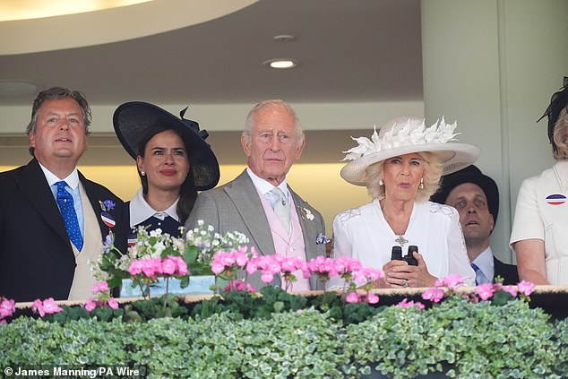 Lord Frederick Windsor, Sophie Winkleman, King Charles III and Queen Camilla, on day four of Royal Ascot at Ascot Racecourse, Berkshire