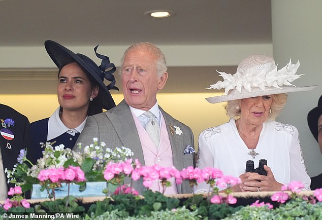 Charles appeared quite animated as he watched Thursday's event with Ms Winkleman and his wife Camilla