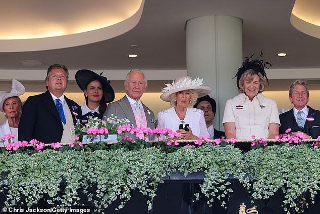 The royals were also joined in the box by The Marchioness of Lansdowne Fiona Petty-Fitzmaurice (second right) and John Warren (far right)