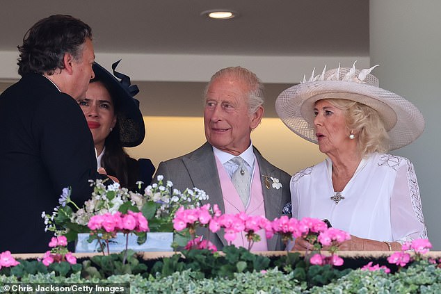 Lord Windsor, who is the son of Prince Michael of Kent and second cousin of King Charles, was also present alongside his wife, who donned a navy buttoned up blouse and matching hat