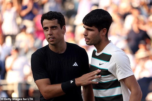Rival Jaume Munar (left) had accused his opponent of faking injury, saying he had instead been suffering with cramps