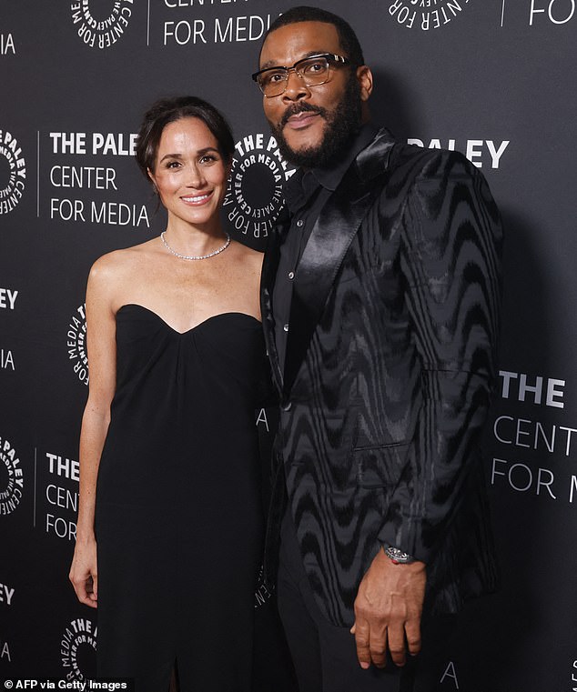 The Duchess of Sussex and Tyler Perry first got in touch when he sent Meghan a note before her wedding in 2018. The pair pictured at their first red carpet appearance together in December 2024
