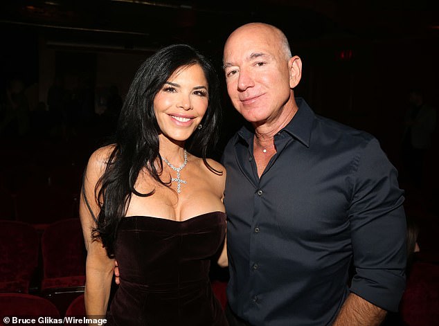 The original plan was for a huge party at the Scuola Grande della Misericordia on Saturday night but it has now been moved to another venue in the Arsenale area of the city, according to local media. Pictured: Jeff Bezos and Lauren Sanchez