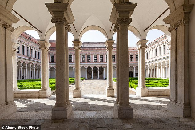 The Palladian Cloisters in the Benedictine Monastery now part of the Cini Foundation, on the island of San Giorgio Maggiore