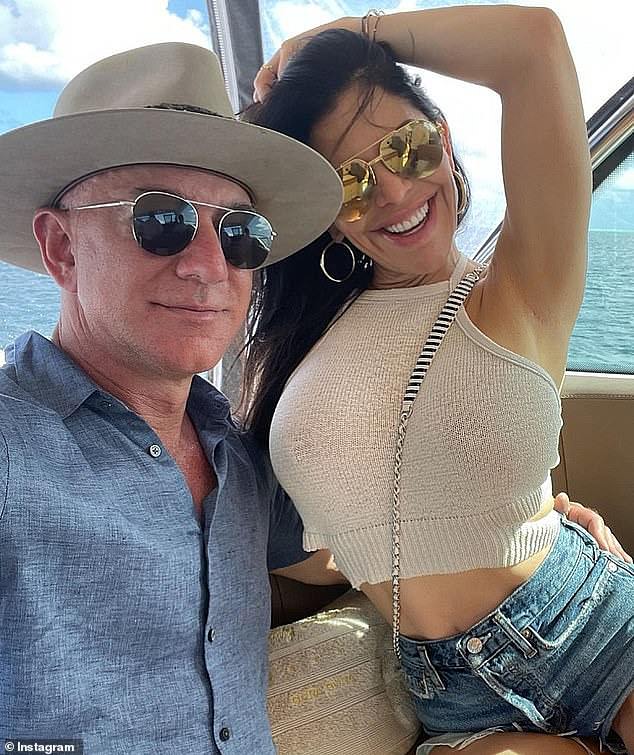 MailOnline understands that Bezos will be leaving his $500 million yacht, named Kora (Bezos is pictured with Sanchez onboard the yacht) in Croatia