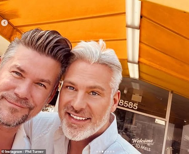 In September, Phil, 56, paid a gushing tribute to his spouse of 15 years Gary, who showed off his silver fox look
