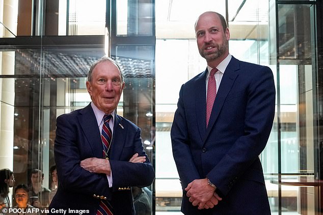 The Prince of Wales was joined by international government figures, including the former Mayor of New York, Michael R. Bloomberg (left)